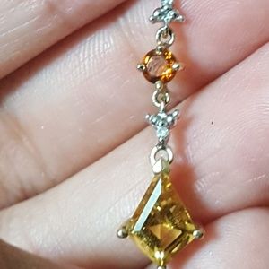 10k gold Citrine diamond pendant